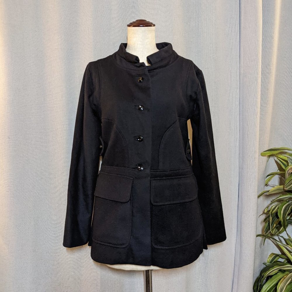 Erica Tanov Black Jacket Coat Buttons Pockets Size 1
